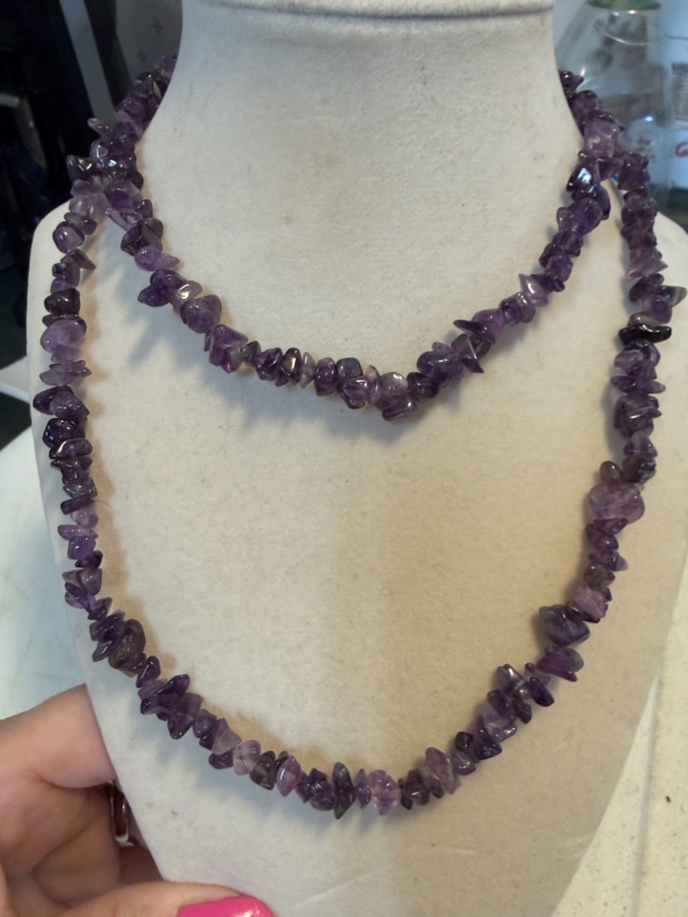 Beautiful Purple Amethyst Chip Bead Necklace - Unbranded